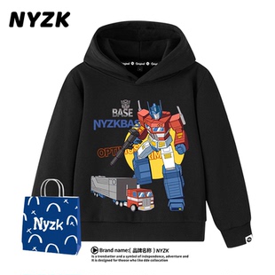 NYZK变形金刚男童卫衣秋冬加绒新款洋气时髦酷帅男孩帅气儿童衣服