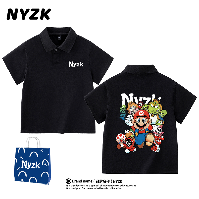 NYZK马里奥男童T恤夏季纯棉上衣男孩宝宝新款短袖翻领儿童POLO衫