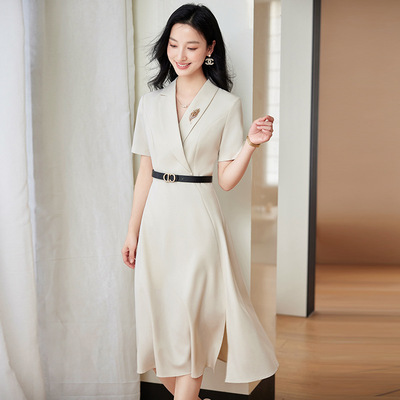 高级感面试短袖职业西装连衣裙女