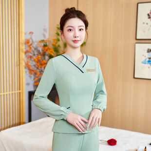 专业美容师工作服秋款spa足浴足疗女技师工衣美容院套装裤子