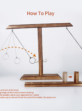 Ring toss Game亚马逊爆款投环挂钩游戏双人桌游互动木制抛环玩具