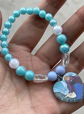 出口德国儿童冰雪安娜公主可爱卡通带吊坠弹力女童小项链手链