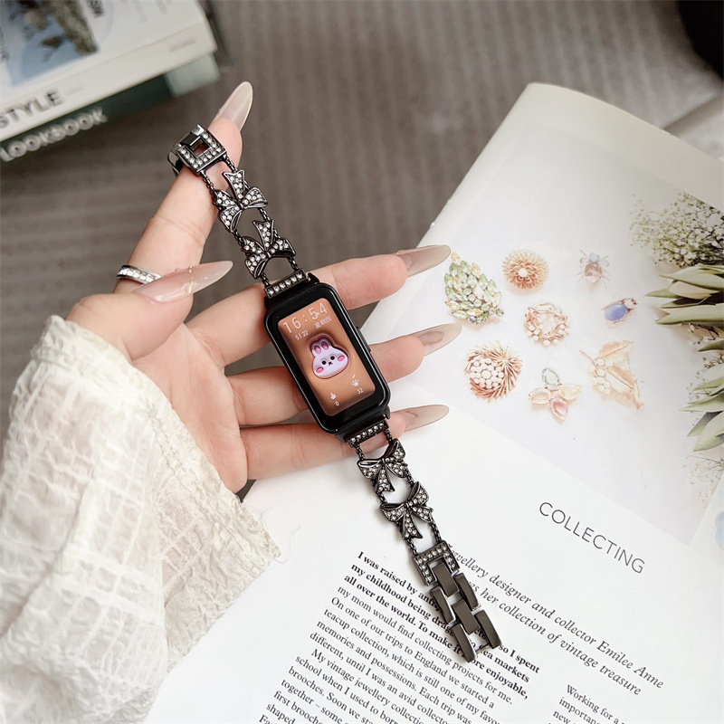 小香风镶钻蝴蝶适用华为11/11pro手环表带10NFC/8/9腕带少女轻奢P