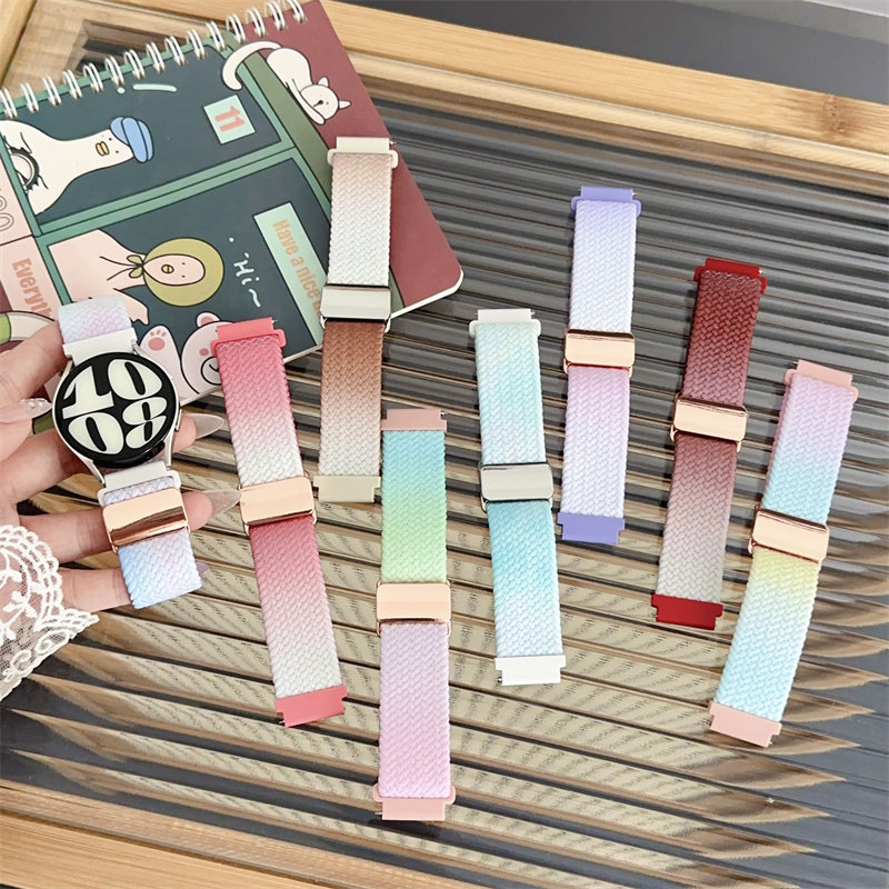 渐变编织适用华为watch GT4/3/2pro磁吸扣荣耀GS3/GS4尼龙手表带