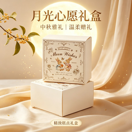 复古欧式兔子月饼盒单颗独立包装盒中秋糕点月饼小礼盒空盒子