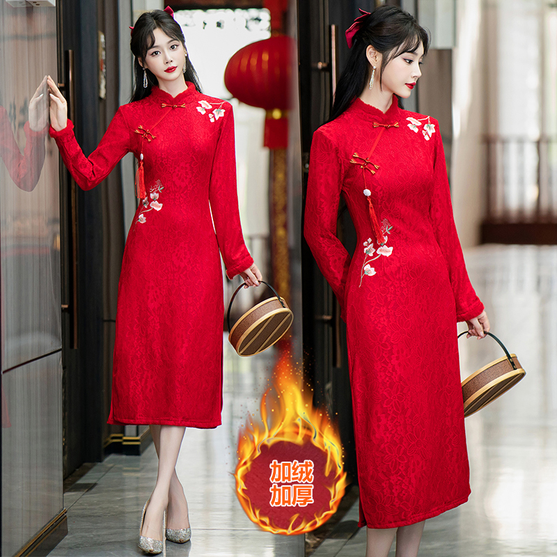 加绒加厚2025新中式订婚敬酒服