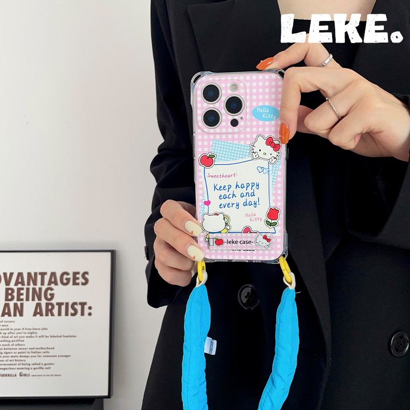 韩系猫咪手机壳挂绳手腕手提支架