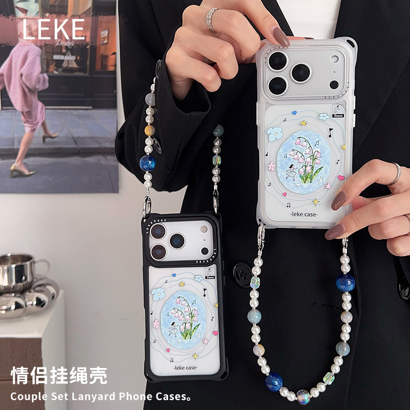 韩系手机壳带挂绳手腕链条手提