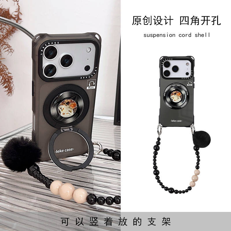 秋冬唱片支点手机壳带挂绳支架