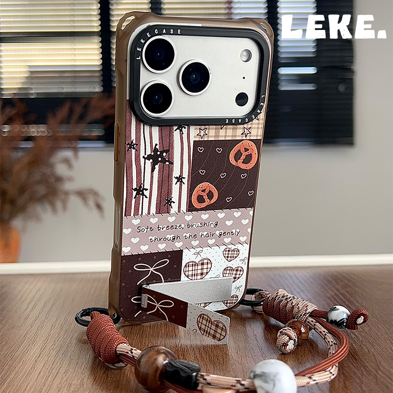 秋冬涂鸦手机壳带挂绳斜挎支架