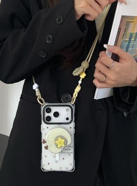 旋转星星月亮~磁吸适用苹果17手机壳带挂绳16斜挎可背iphone15promax四角防摔小米14支架13懒人12手提p80手腕