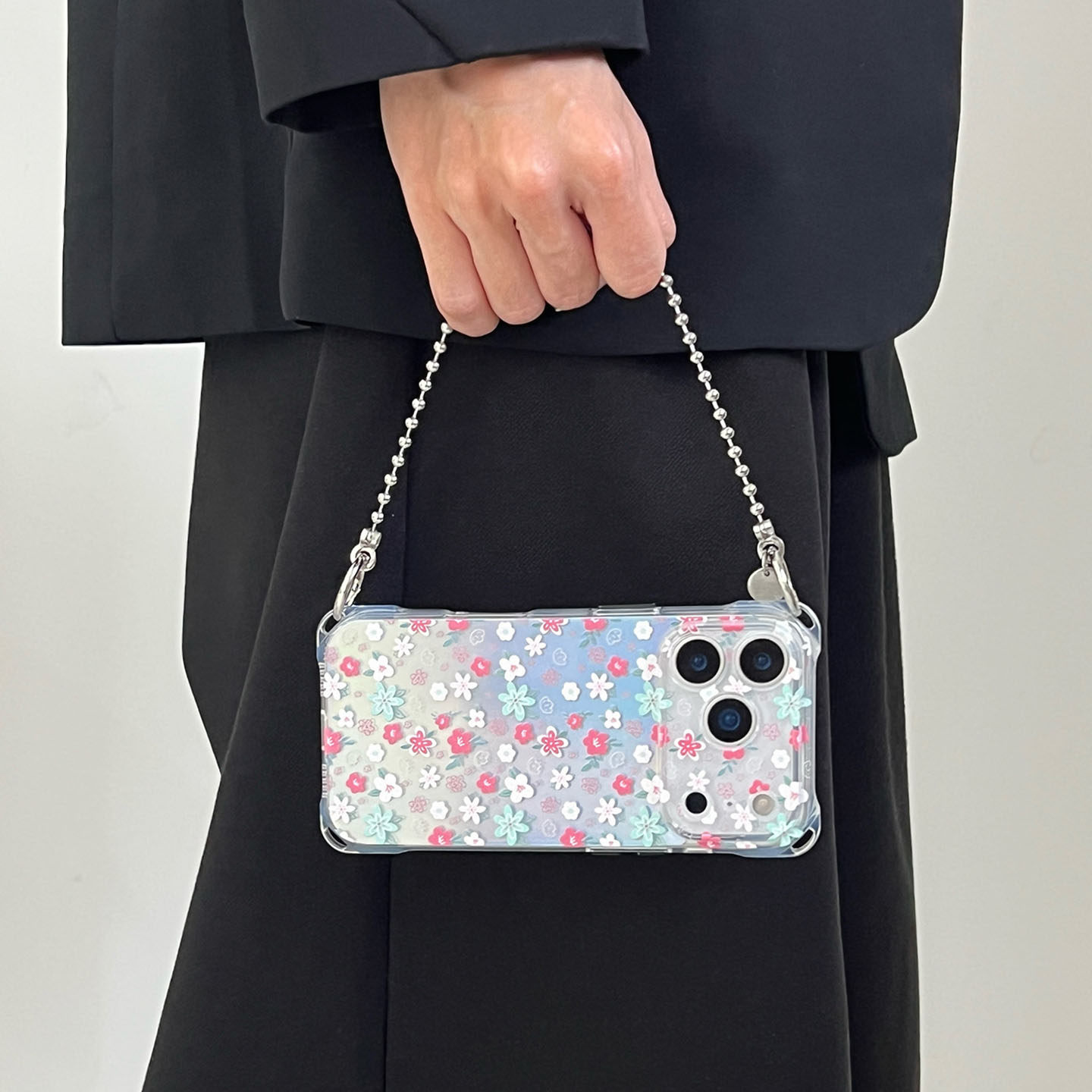 春日满屏小碎花~适用苹果13手机壳带挂绳16斜挎可背iphone17promax四角防摔小米15链条14挂链12懒人p80硅胶11