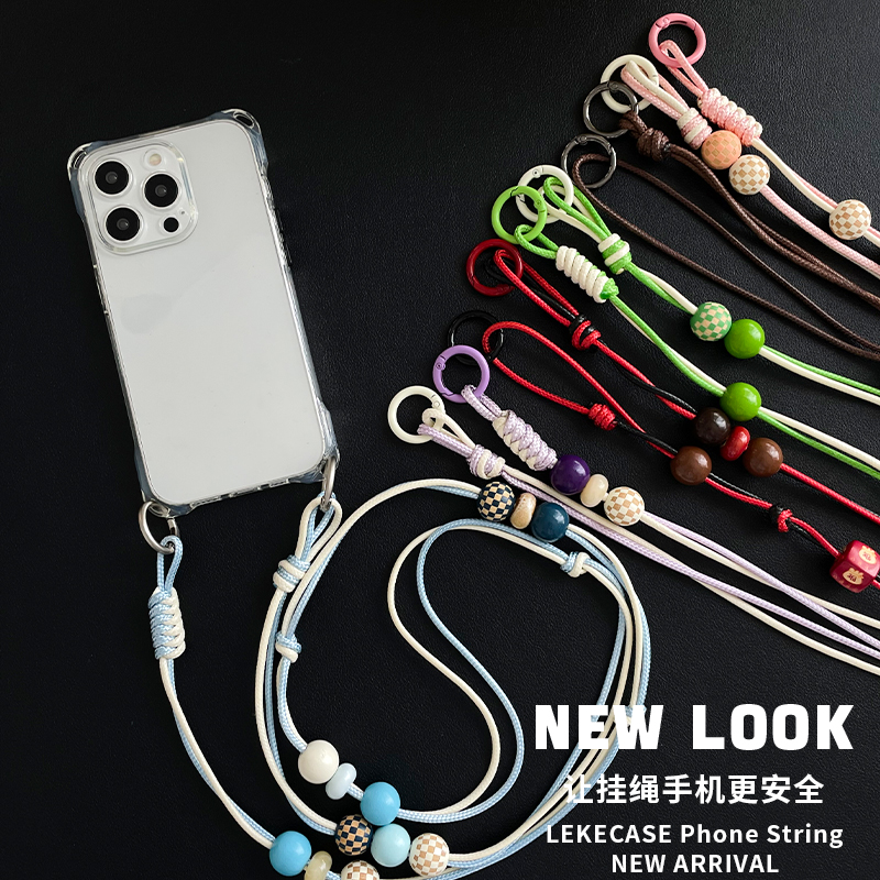 韩系手机挂绳斜挎可背链条防丢