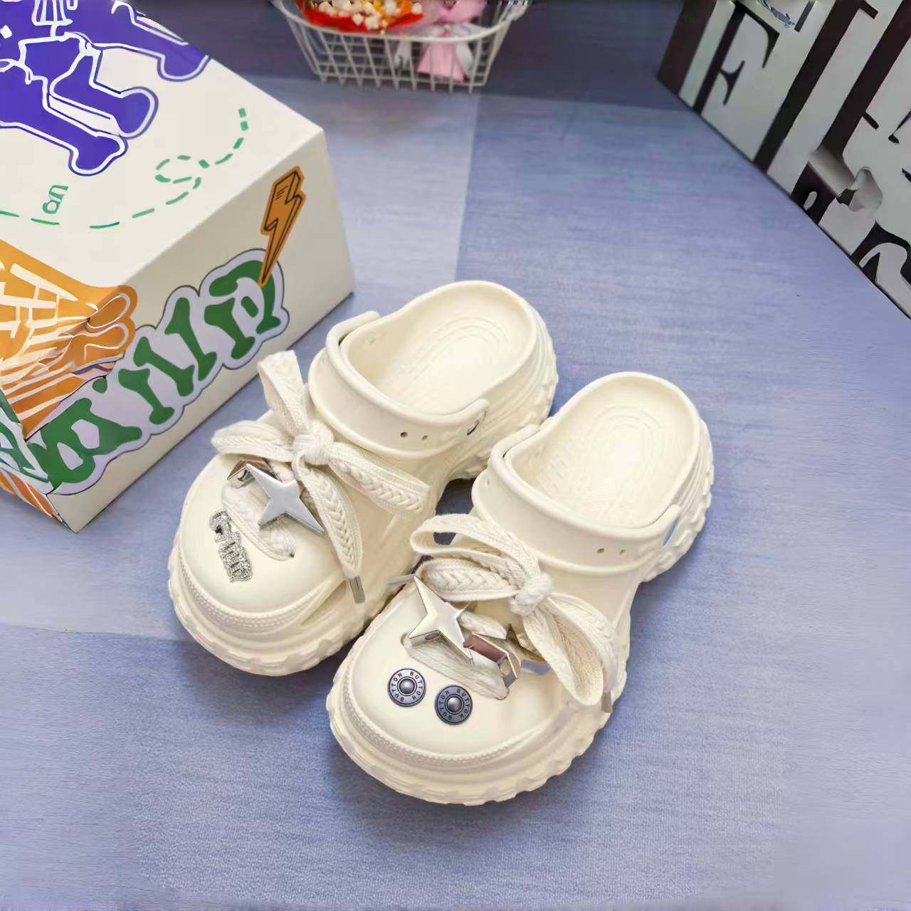 奇安达2025新款外穿凉拖鞋夏季黑色踩屎感洞洞鞋透气包头厚底拖鞋