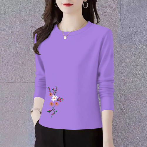中年长袖T恤女士纯棉2025新款妈妈秋装上衣时尚洋气外穿打底小衫