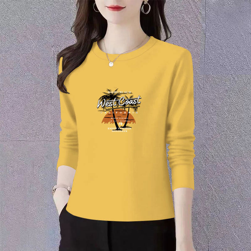 2025爆款纯棉圆领长袖t恤女春秋装大码显瘦休闲百搭打底衫上衣,女装/女士精品,T恤,淘宝优惠券,粉丝福利购,淘宝优惠卷