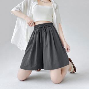 夏季 女装 高腰直筒宽松韩版 休闲百搭显瘦a字薄款 大码 阔腿中裤 短裤