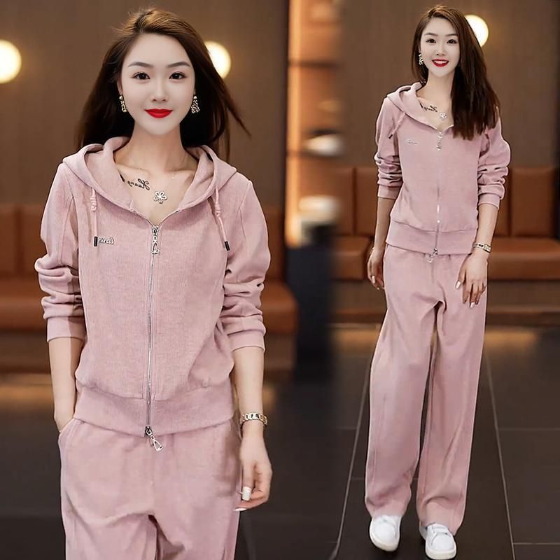 中年妈妈运动套装女春秋季连帽卫衣两件套2026新款显瘦休闲跑步服