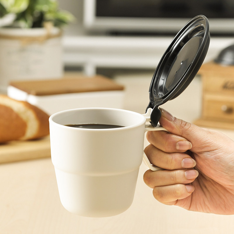 日本进口塑料带盖马克杯微波加热牛奶咖啡杯办公室喝水杯子茶杯,餐饮具,马克杯,淘宝优惠券,粉丝福利购,淘宝优惠卷