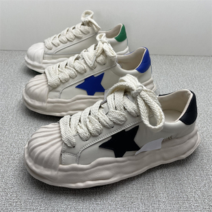 厚底小众原创炸街休闲运动鞋 新款 女2023春季 撤柜清仓真皮星星板鞋