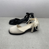 断码 法式 撤柜仙女风粗跟玛丽珍女鞋 3738码 夏季 新款 气质配裙子凉鞋