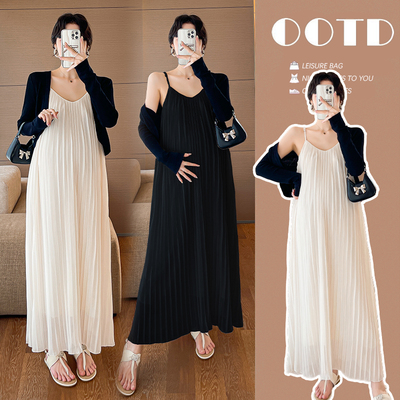 孕妇连衣裙夏季新款百褶吊带裙