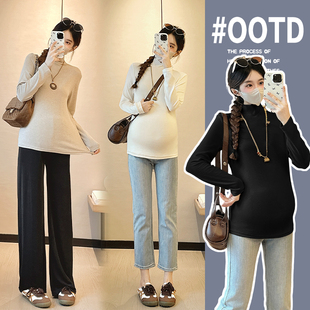 纯棉t恤弹力打底衫 大码 上衣春秋款 简约休闲百搭长袖 200斤 孕妇秋装