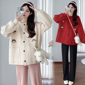 裤 开衫 子两件套200斤 孕妇毛衣外套2025秋冬孕期宽松针织长袖 大码