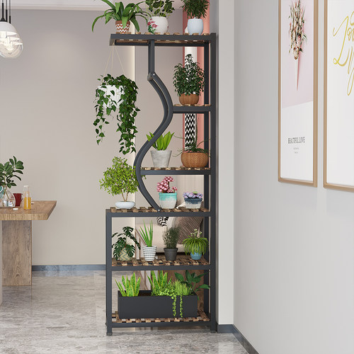 铁艺隔断多层靠墙客厅落地式花架