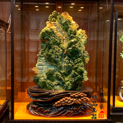玉石摆件客厅天然岫玉摆件原石玉雕摆件办公家居玄关乔迁礼品山水