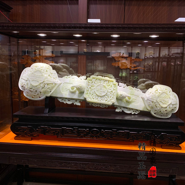 天精国豪天然玉石岫玉如意摆件