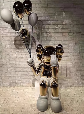 潮牌电镀kaws卡通玻璃钢橱窗装饰