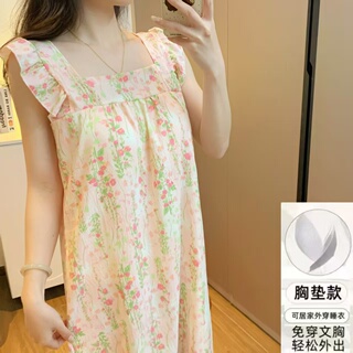 带胸垫睡裙夏季吊带薄款睡衣女新款女士学生网红家居服夏天连衣裙