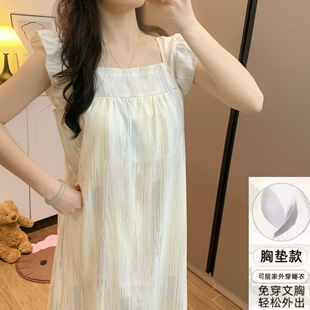 带胸垫睡裙夏季吊带薄款睡衣女新款女士学生网红家居服夏天连衣裙