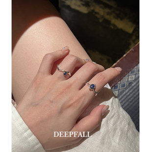 DEEPFALL 浩瀚星河·天然青金石925纯银套戒小众设计时尚叠戴戒指