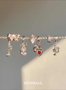 DEEPFALL 【草莓甜蜜梦境】红宝石草莓吊坠·S925纯银DIY手链