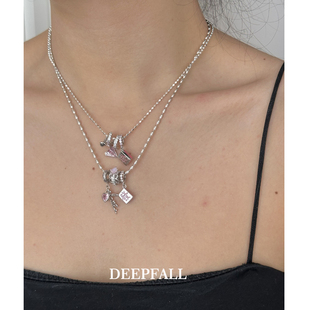 DEEPFALL s925纯银发财飞机情书faith爱心锆石项链 少女粉系列