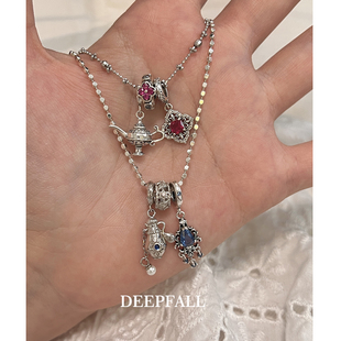 DEEPFALL原创·魔法世界神灯香水瓶鸢尾花吊坠s925纯银diy项链