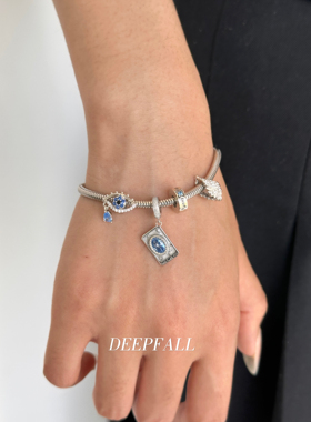 DEEPFALL 【世界牌官搭】s925银恶魔之眼羽翼翅膀八芒星蛇骨手链