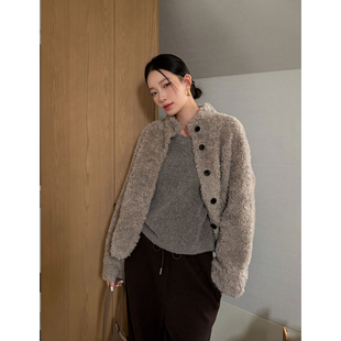 泰迪羊毛复合麂皮绒毛呢皮毛一体外套女2025皮草呢子大衣