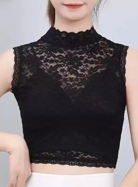 百搭蕾丝花边打底假领子女甜美性感内搭网纱蕾丝衫半高领包脖立领