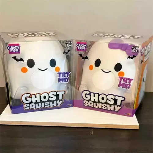 Crazy Fun Ghost Squishy 疯狂乐趣幽灵捏捏玩具白色紫色蝴蝶结套
