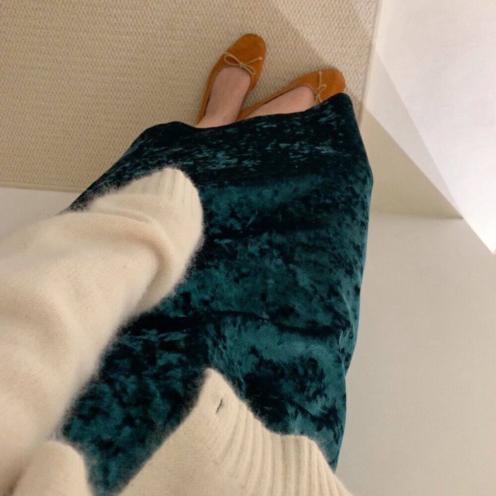 冬上新内里加厚绒名媛糖果色系加厚半身裙新中式洋气厚款超长爆款