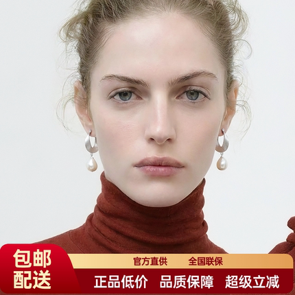 FataViam新款S925银色飘带扭转造型珍珠小众气质设计感耳环耳饰女