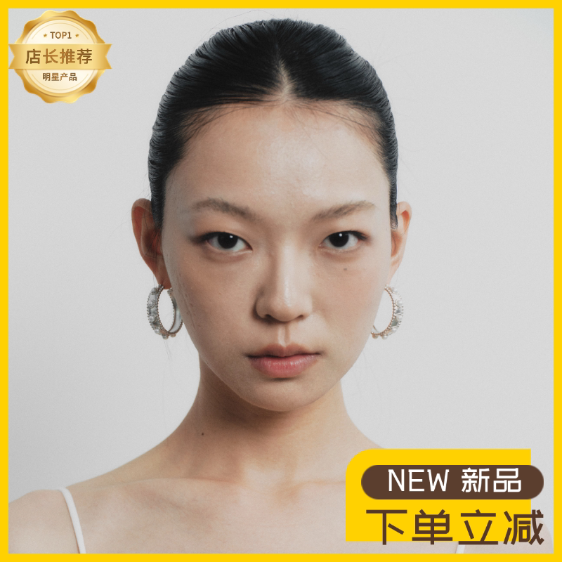 fataviamS925纯银新款天然珍珠小众设计高级感雾面气质耳环耳饰女