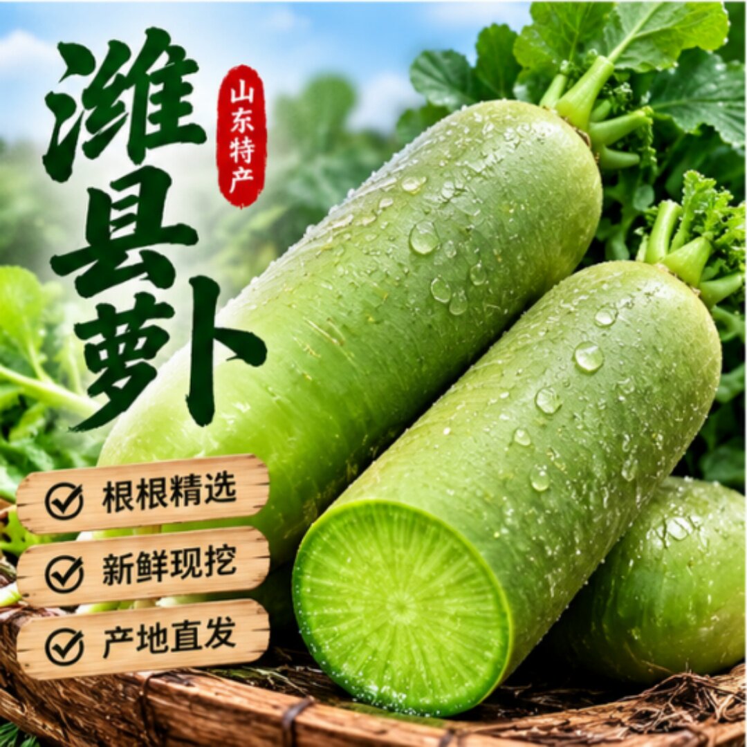 正宗潍坊绿水果萝卜青萝卜山东潍县青冰淇淋生吃萝卜薄皮当季新鲜