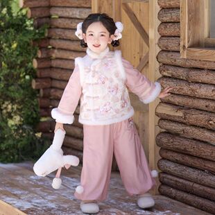 汉服女童2026新款儿童国风拜年服中式冬季加厚古风拜年服唐装套装