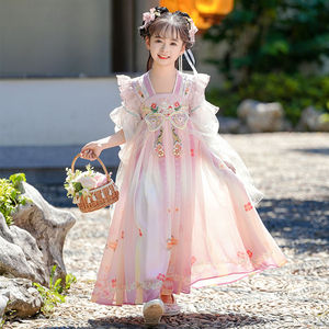 女童改良汉服2025春夏新款中国风夏季超仙儿童连衣裙女宝古风儒裙