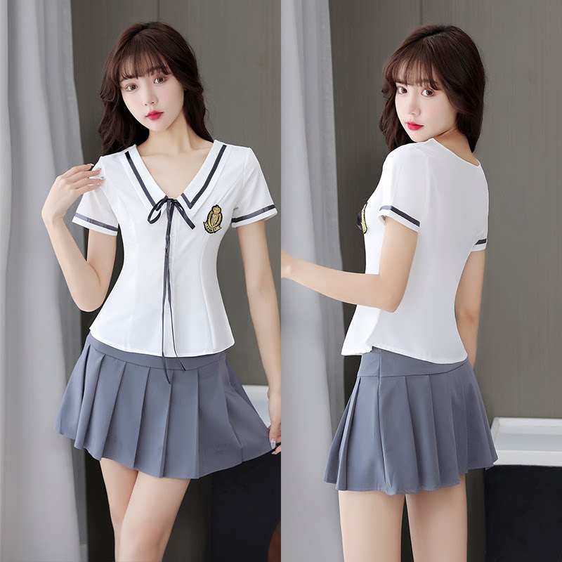 足浴技师工作服jk套装夏制服百褶短裙减龄两件套spa沐足按摩工衣