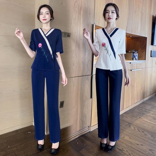 秋冬美容师工作服女高端美容院工服气质SPA足浴养生馆技师服套装
